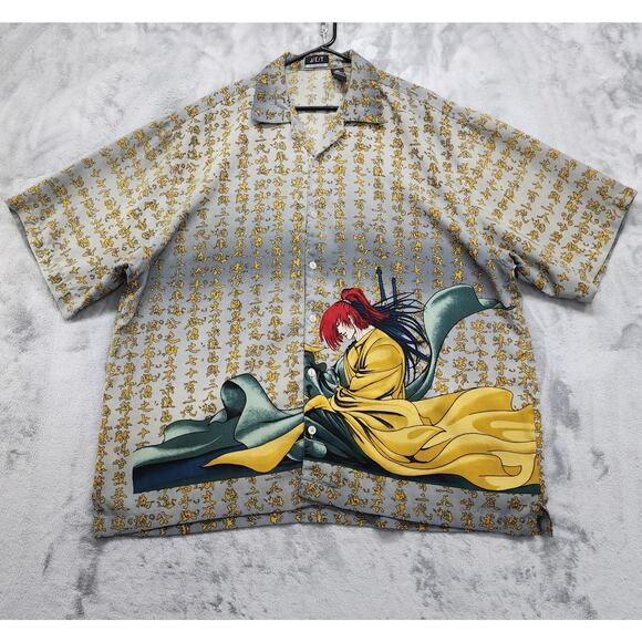 Vintage J/E/T Strtwr Shirt Mens XXL Japanese Anime Samurai Fighter Button Down - Picture 1 of 12